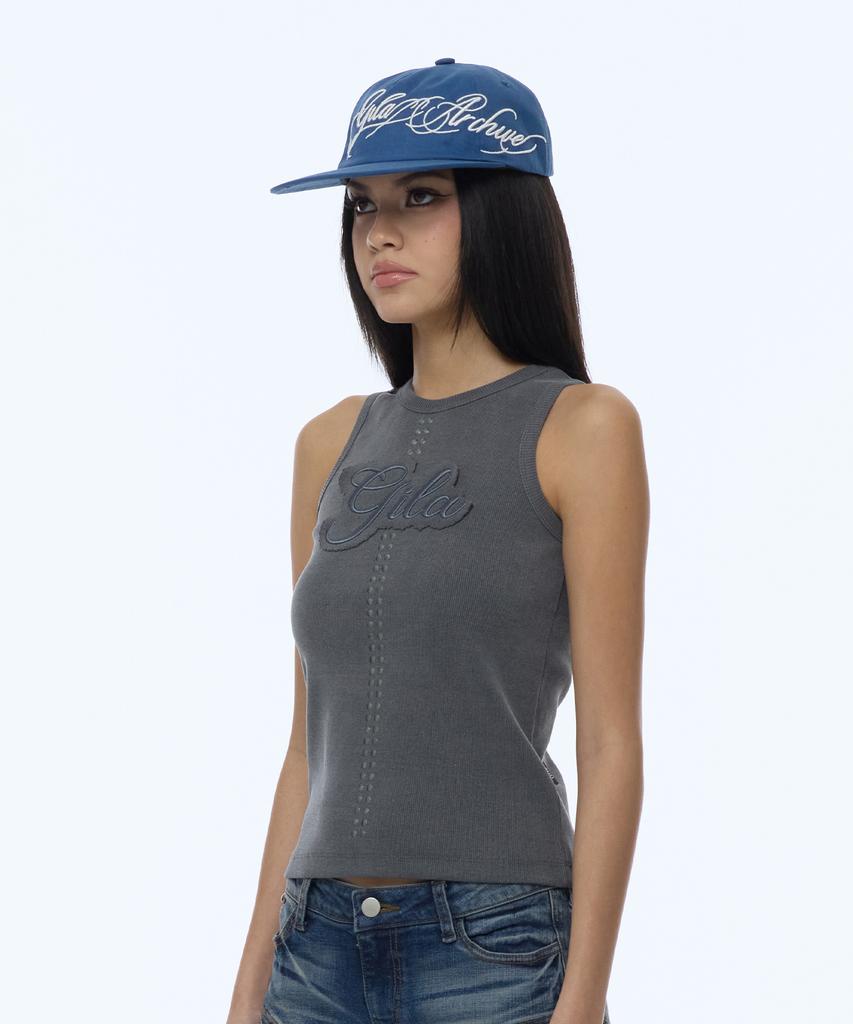 Gillaakaibeu Lettering Logo Trucker Cap_Blue