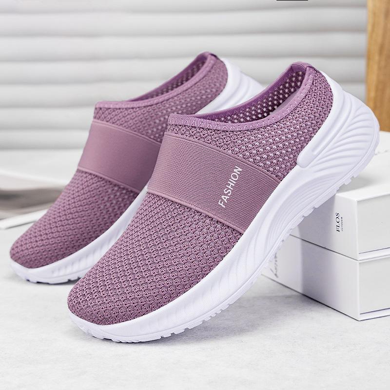 Women's Breathable Summer Slip-On Mesh Shoes - Comfortable, Soft Sole Half Slippers
