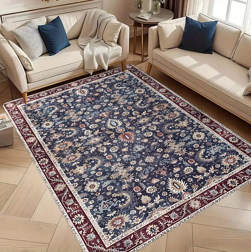 Vintage Floral Carpet Mat Rug Home Decoration Living Room Bedroom Floor Decor Botanical Style Non Slip Rugs Home Bedroom Decor