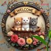 Metal Welcome Sign Wall Art Cat Decor Vintage Three Cats Welcome Symbol
