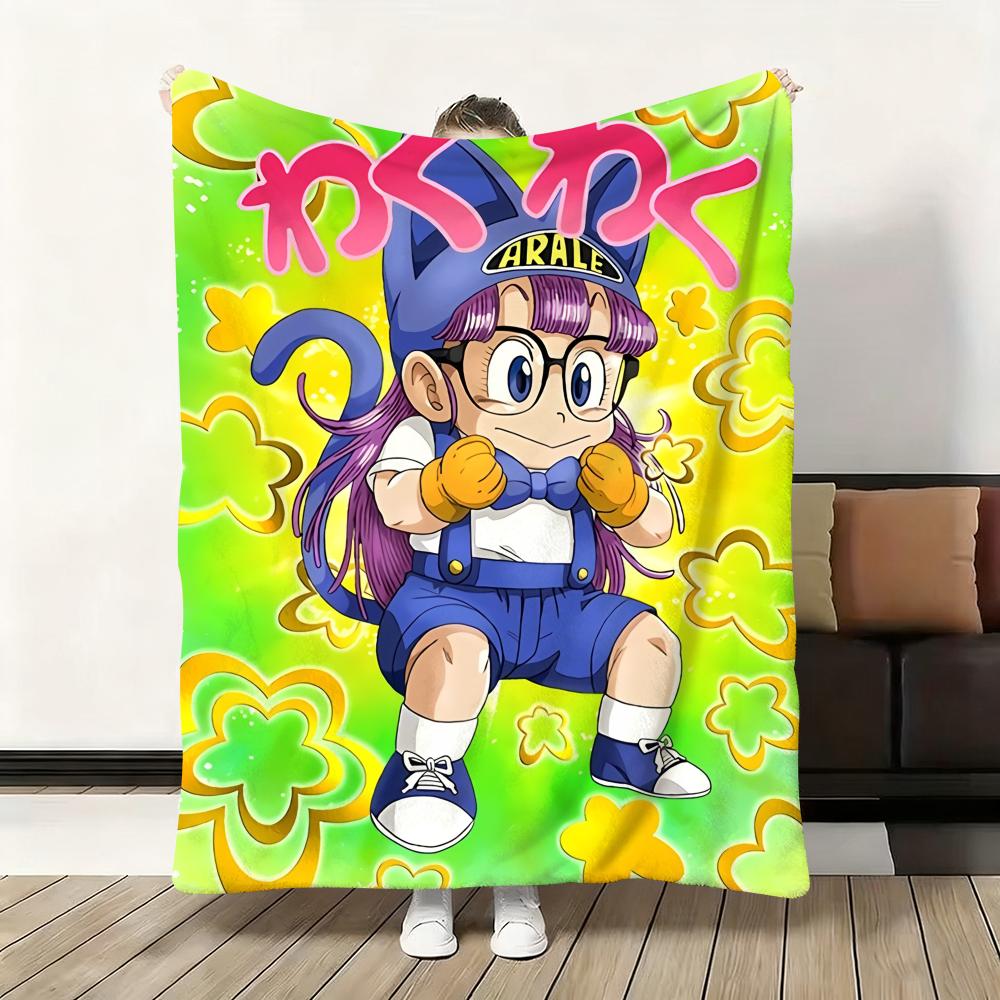 Kawaii A-Arale Anime Throw Soft Flannel Blanket Warm Knee Skin-Friendly Throw for Sofa Office Bed Traveling Winter Oversize