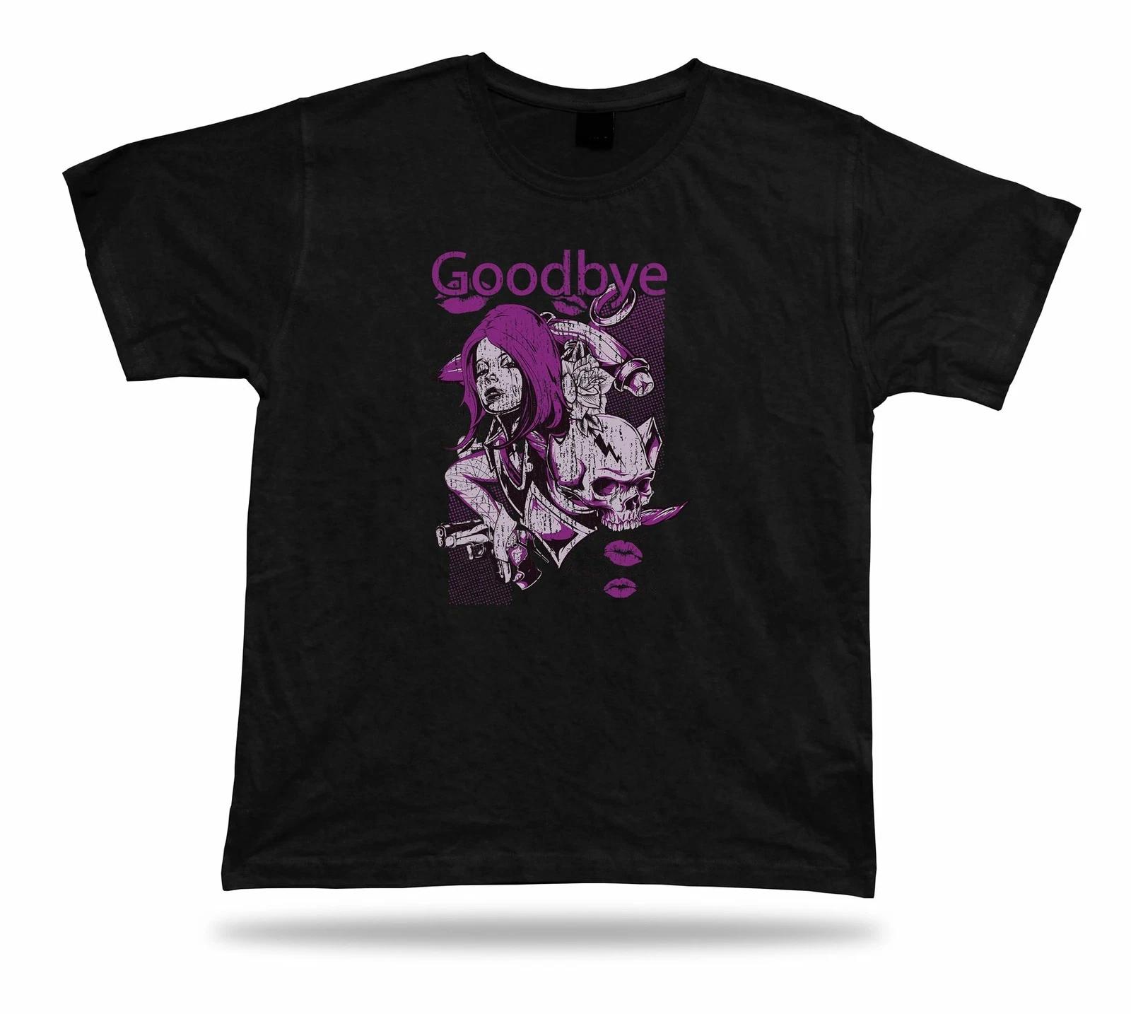Tshirt Tee Shirt Birthday Gift Idea Good Bye Skull Retro Spy Sexy Gun Flower 4XL