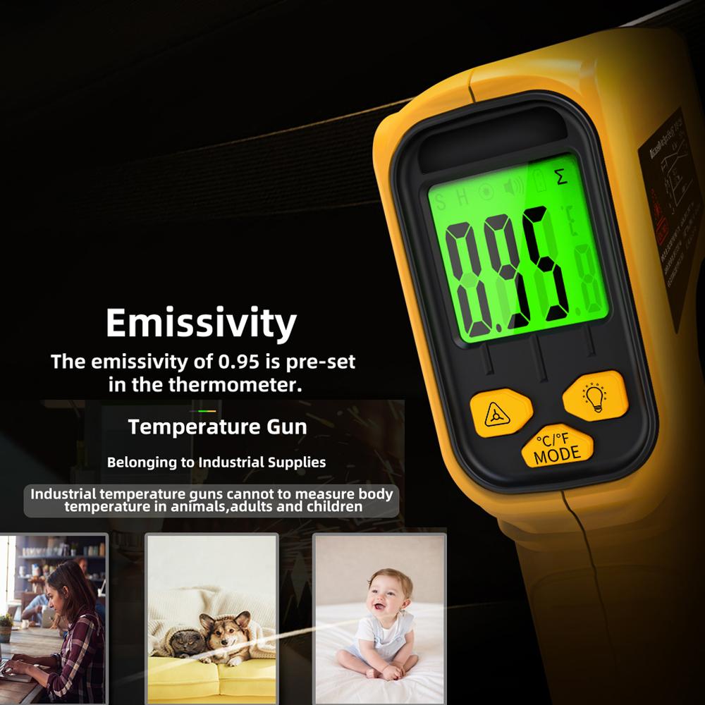 

50 530 celsius Handheld Laser Infrared Thermometer 12:1 Target Positioning Contactless Digital Temperature Meter with разноцветный