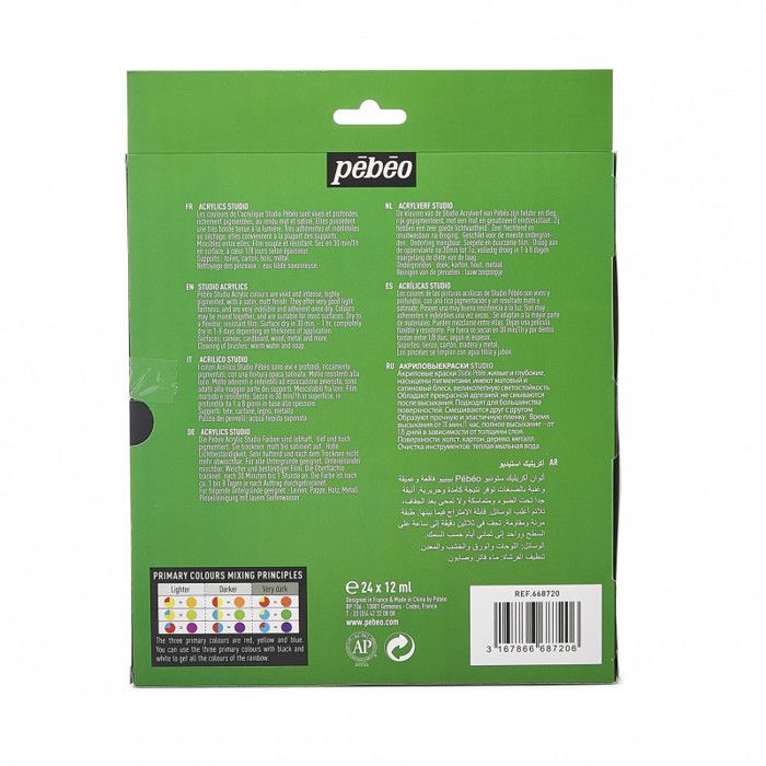 Peinture Acrylique - Pébéo - Studio Acrylics - 24 tubes de 20 ml - Mixte - Adulte