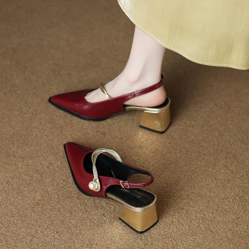 

Fashion Pointed Toe Women Sandals High Heels Chunky Shoes Fashion Elegant Pumps Woman Slippers 2025 Trend Brand Designer Zapatos Female 40