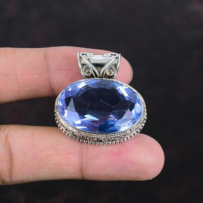 Faceted Tanzanite Quartz Pendant Gemstone Jewelry Vintage Pendant 925 Sterling Silver Pendant Handmade Jewelry Engagement Gifts Boho Jewelry
