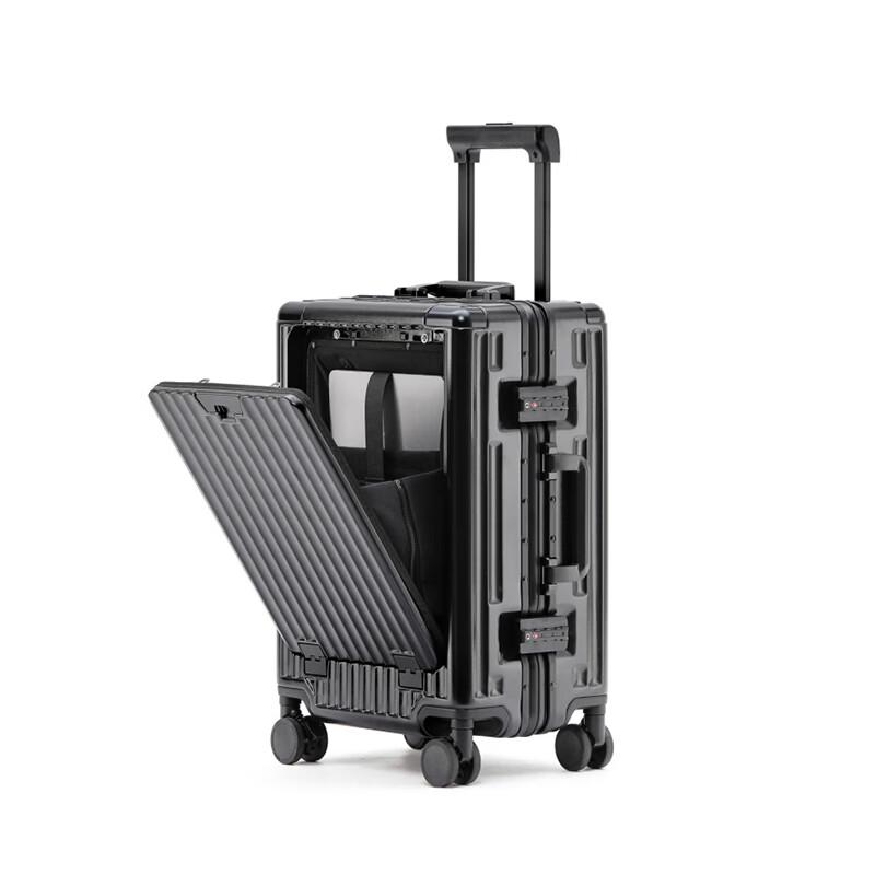 Front-Opening Aluminum Frame Carry-On Spinner Luggage
