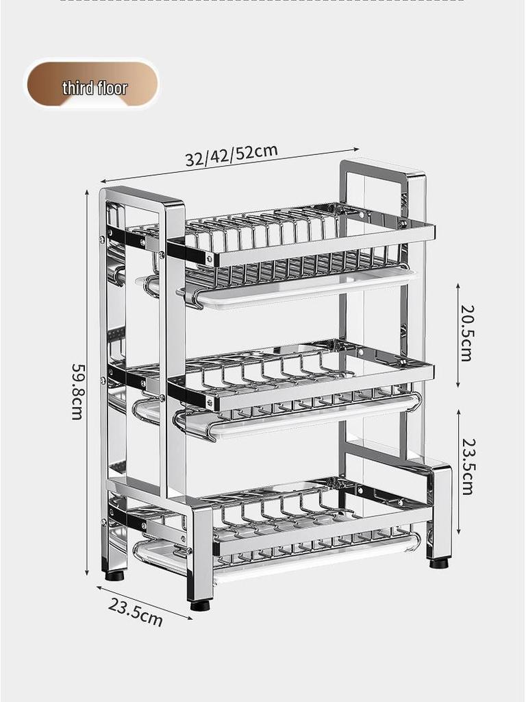 2026 Multi-functional Stainless Steel Dish Drying Rack for Countertop Storage of Bowls, Plates, and Chopsticks