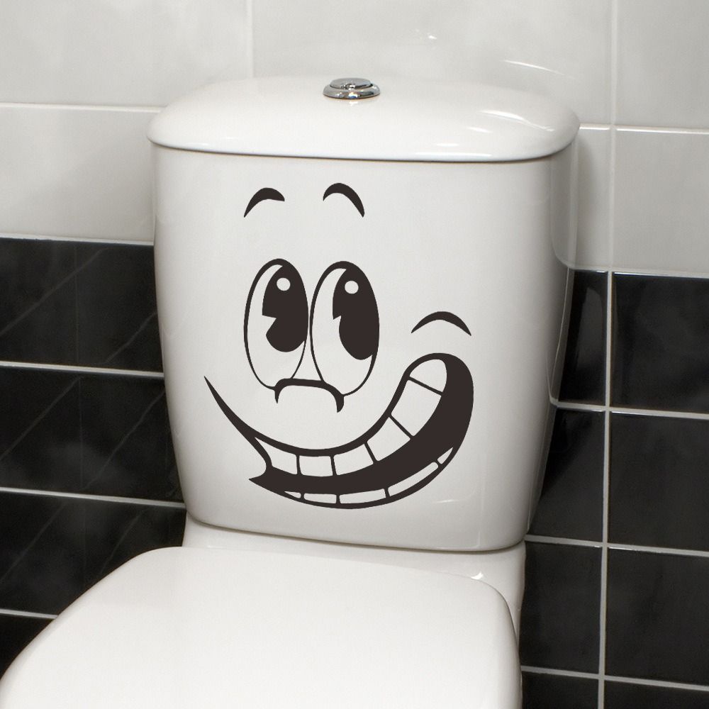Waterproof Funny Smiling Face Wall Sticker PVC Material Easy Apply Toilet Decoration Sticker Vinyl Decals Removable