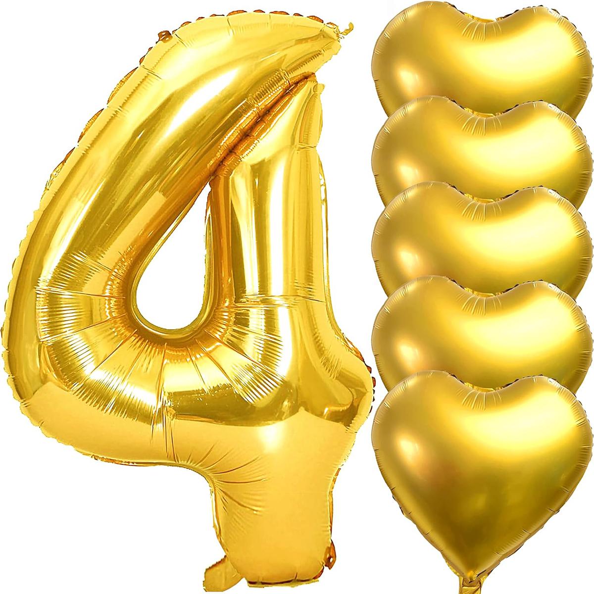 

6 шт. воздушные шары с номерами 32 дюйма, золотые, очень большие, из фольги, гигантский гигантский гелий, майларовый металлический воздушный шар с номерами, воздушные шары в форме сердца для вечеринки по случаю дня рождения