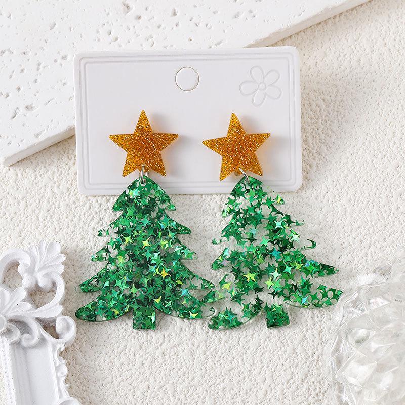 European & American Christmas Earrings: Cute Snowflake & Tree Designs for Women