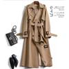 Trench Coat Women's Medium and Long Autumn and Winter New Coat Over the Knee Coat Women A