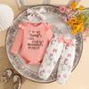 2026 Autumn Baby Girl Long-Sleeve Bodysuit, Bow Floral Pants & Headband Set