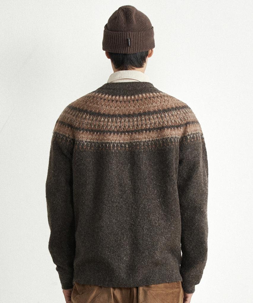 HELEMENT Nordic Pattern Pocket Pullover (Brown)