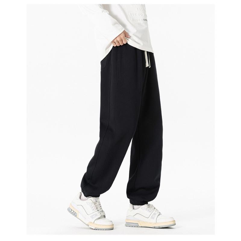 Men's Gray Heather Drawstring Joggers - Oversized Casual Streetwear Sweatpants with Elastic Cuffs