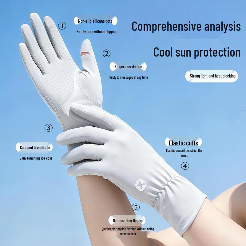 Suncojia Unisex Cycling & Outdoor Sunscreen Ice Silk Gloves