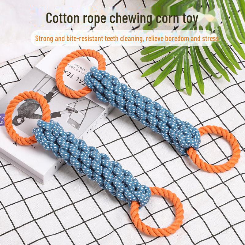 "Durable Cotton Rope Corn Chew Toy for Dogs: Bite-Resistant Tug of War and Decompression"