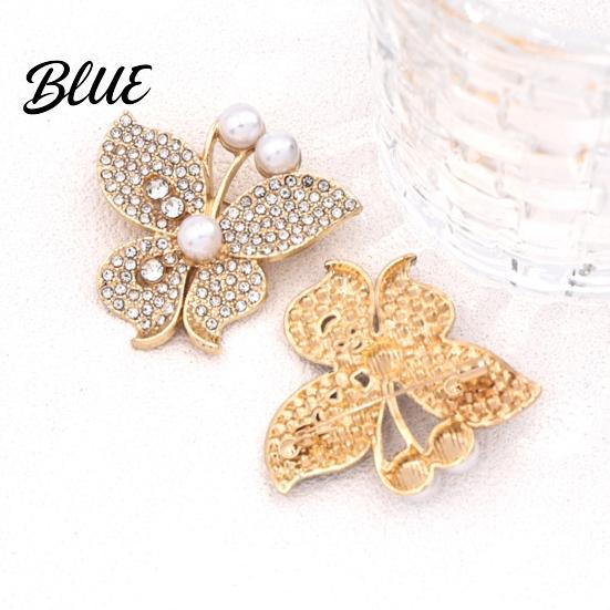 Rhinestone Brooch Pin Women Butterfly Pin, Shape Lapel with Dress Faux Pearls Rhinestones, Jewelry Accessory for Dresses Coats Jackets Decorative