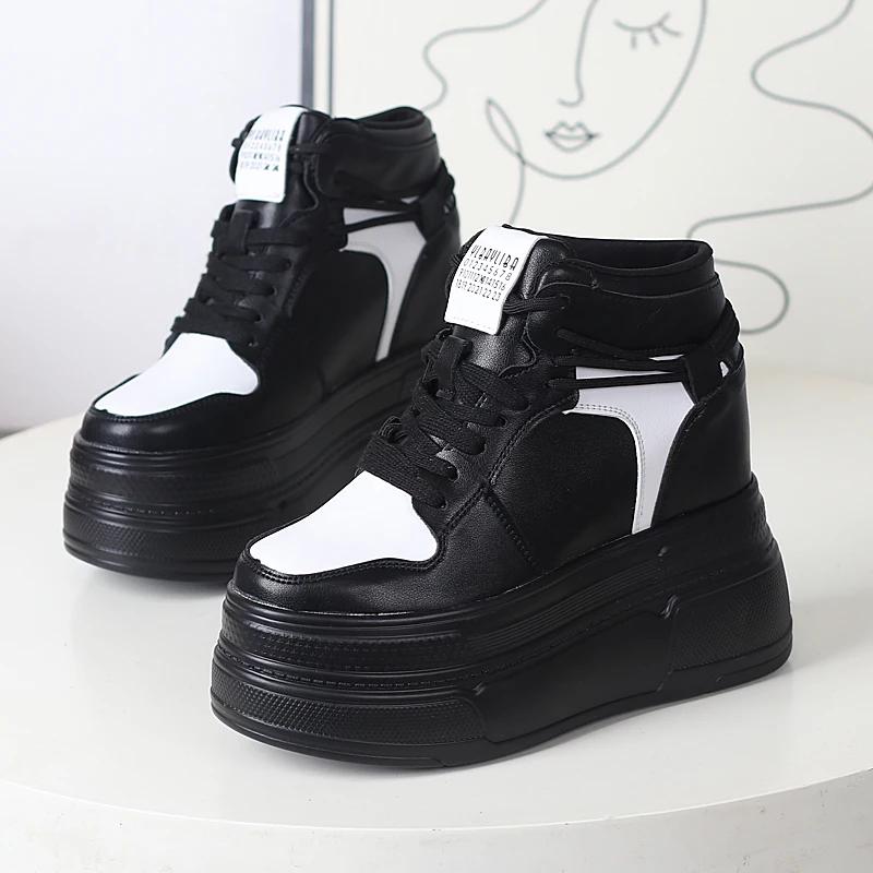 

Мода Модные Кроссовки Белые Массивные Туфли на Платформе и Танкетке 2025 Дизайнеры Увеличение Роста на 12 см Женская Спортивная Повседневная Обувь Теннисная Женская 34 чёрный