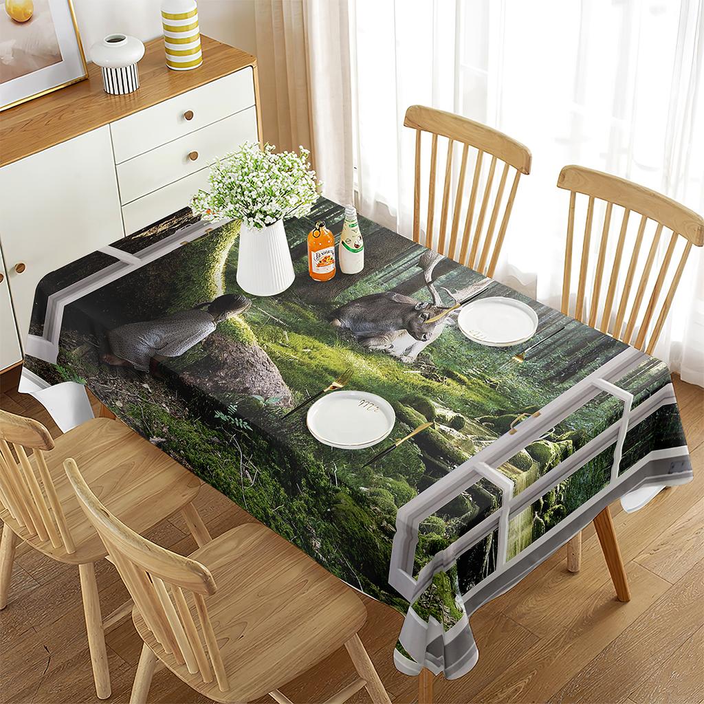 Scenery Outside The Window Tablecloth Beautiful Landscape Rectangular Table Cover for Coffee Table Dining Room Kitchen Decor