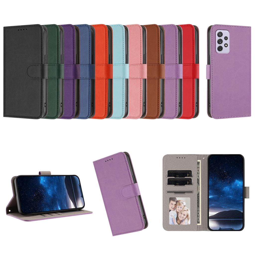 Magnetic Flip Cover Leather Case For Samsung Galaxy A72 A52 A52S A42 A32 A22 A12 A02 Solid Color Wallet Photo Frame Bags Funda
