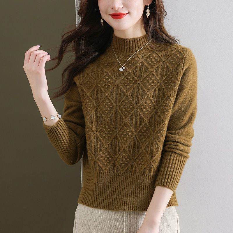 Winter Short Fashion High Neck Loose Sweater Thick Knitted Bottom Top