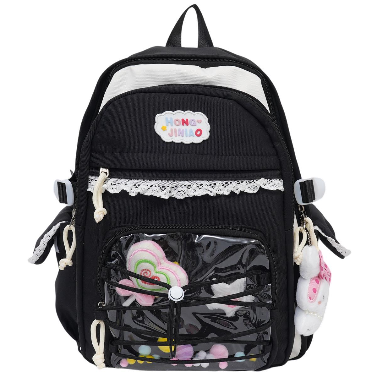 

Школьная сумка женская большая вместимость старшая школа средняя школа студент колледжа рюкзак новый тренд дорожный рюкзак для отдыха рюкзак для колледжа no accessories чёрный