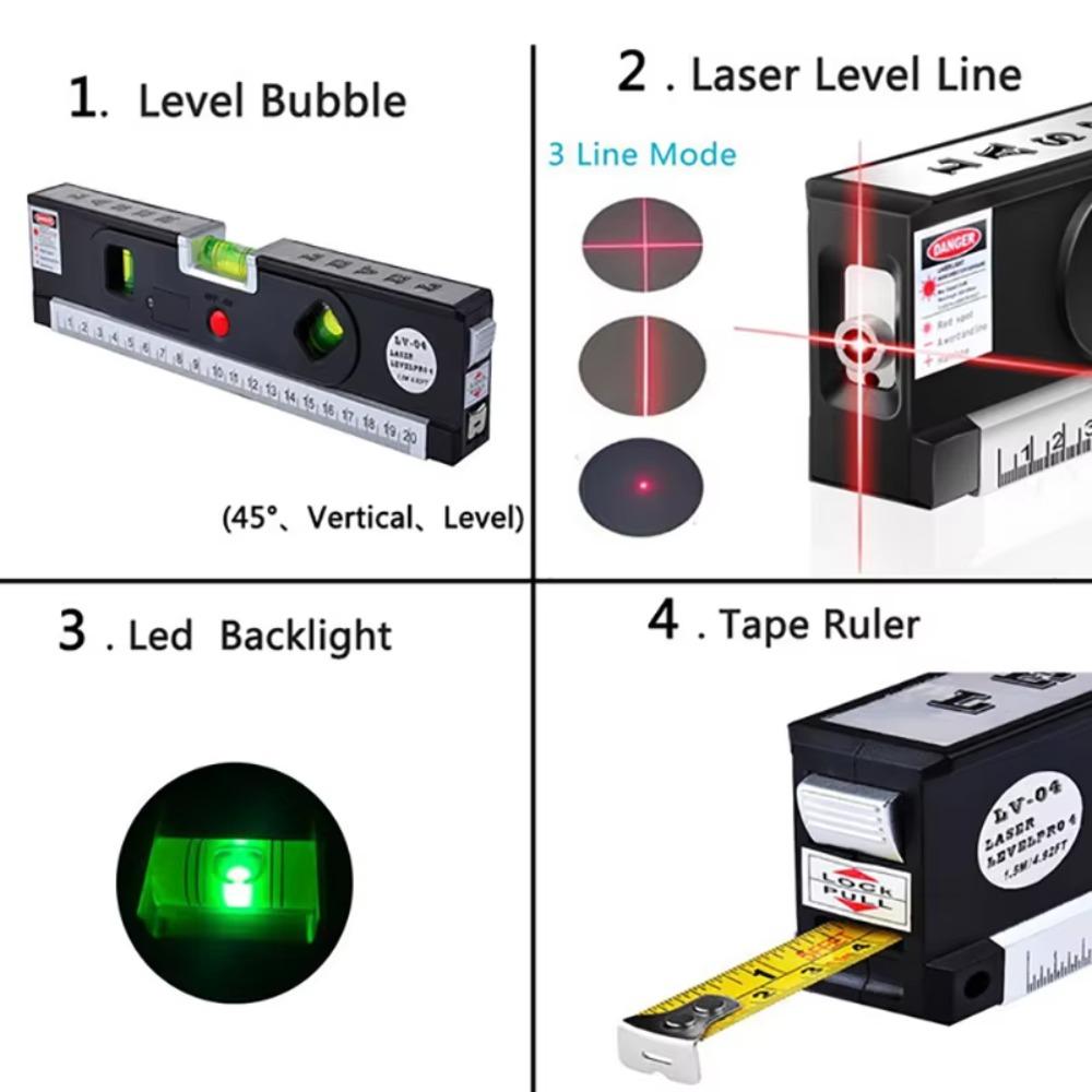 Adjustable Right Angle Spirit Level High Precision Cross Line Lasers  Measuring Instrument