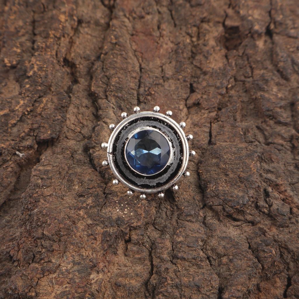 Natural London Blue Topaz Daughter Gift Cocktail Unique Ring 925 Sterling Silver RR-49-14