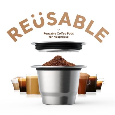 Pentru capsule de cafea reutilizabile Nespresso din oțel inoxidabil, filtre umplibile Crema Espresso, Pod compatibil cu aparate Inissia Pixie Essenza Mini