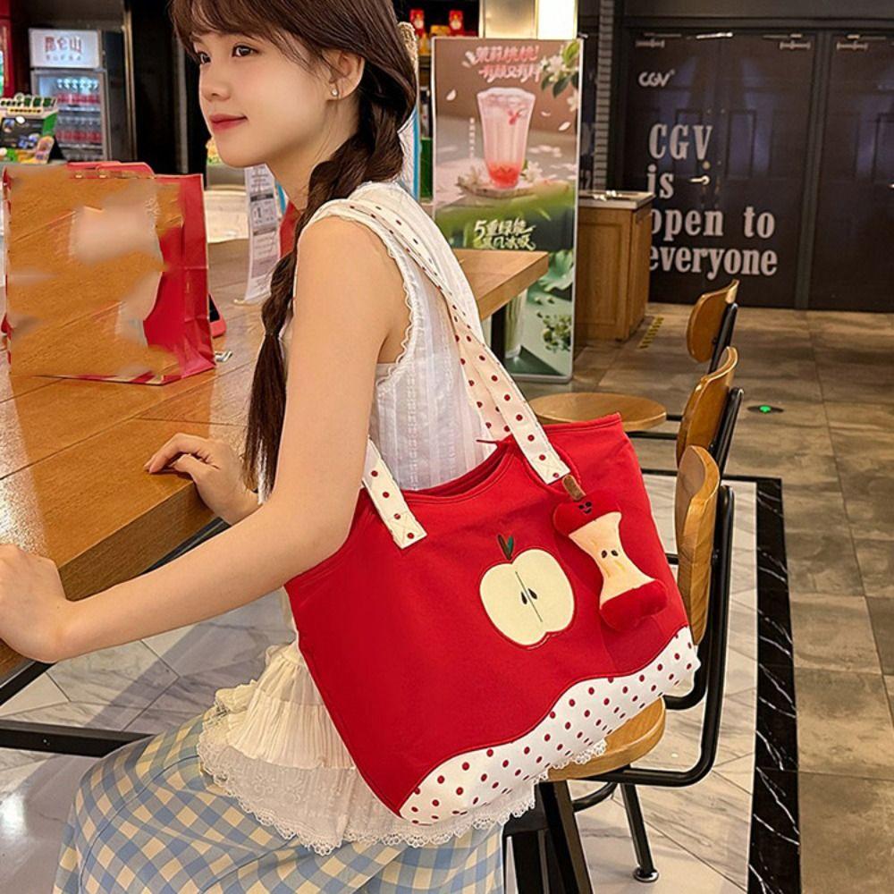 Message Bag Funny Handbag Solid Color Nylon Tote Bag All-match Fruits Shoulder Bag  Travel