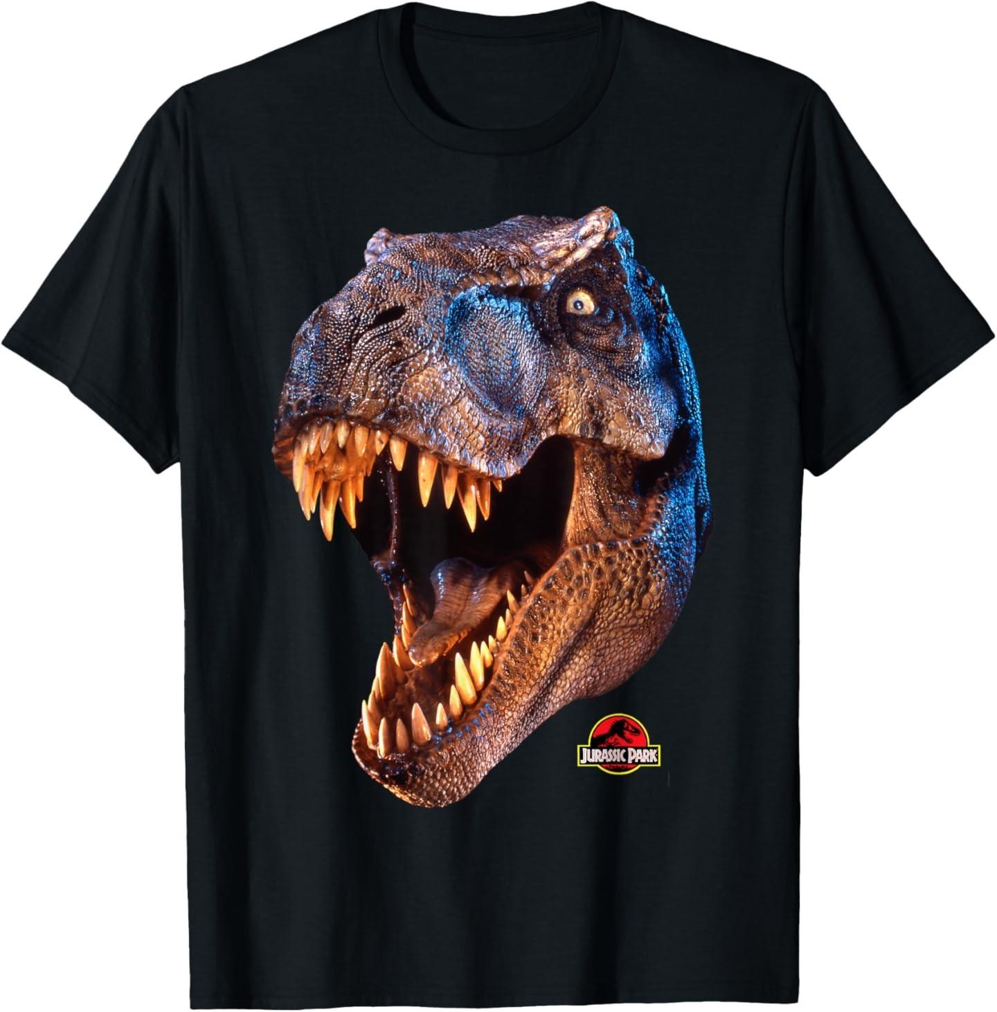 Jurassic Park T-Rex Head Roar T-Shirt Mens Womens Tees Top 2XL