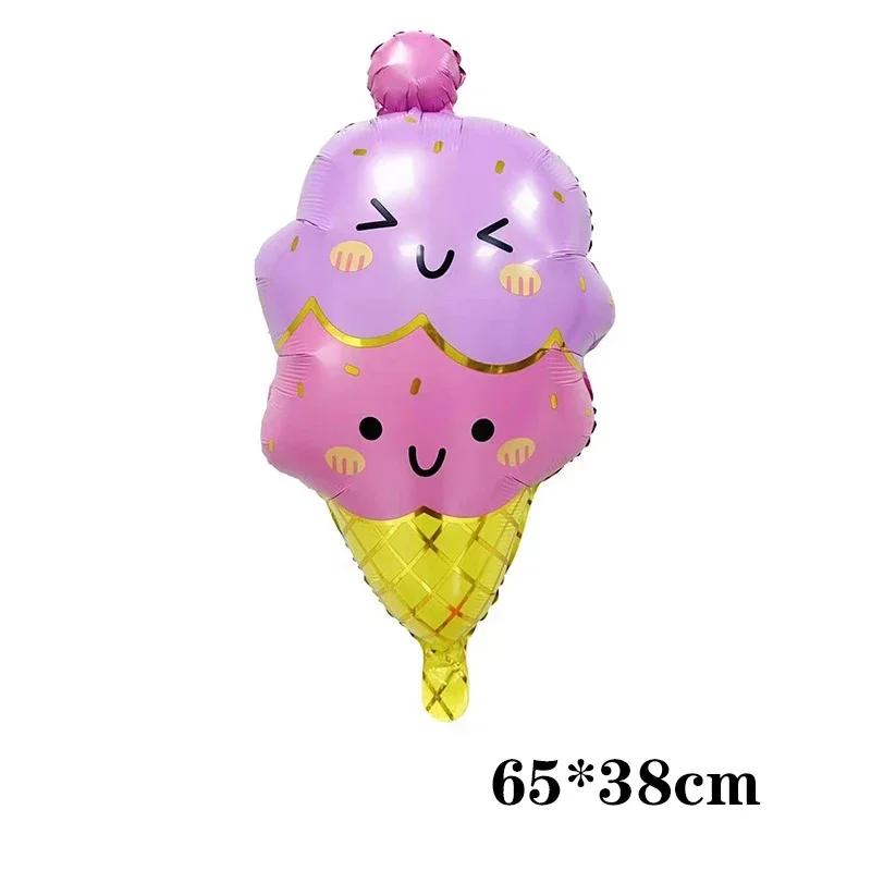 Cartoon Donut Theme Ice Cream Popcorn Candy Foil Balloon Baby Shower Happy Birthday Decoration Balloon Boy Girl Cute Kid Toys