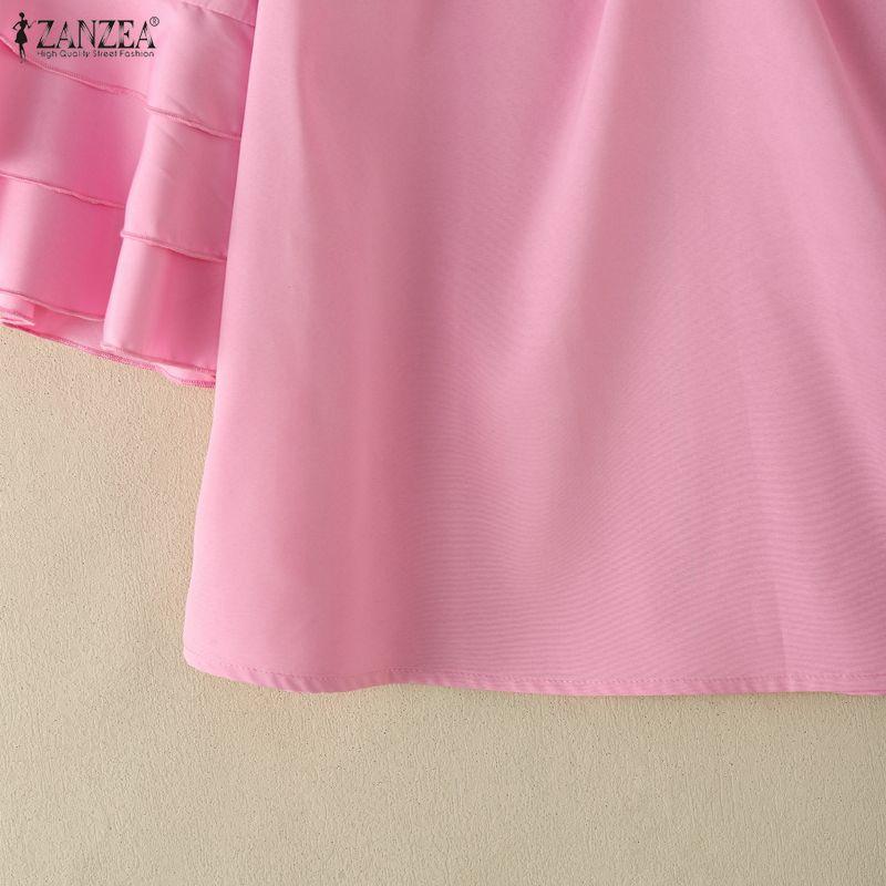 ZANZEA Women Casual V-Neck Ruffles Half Sleeve Loose Blouse