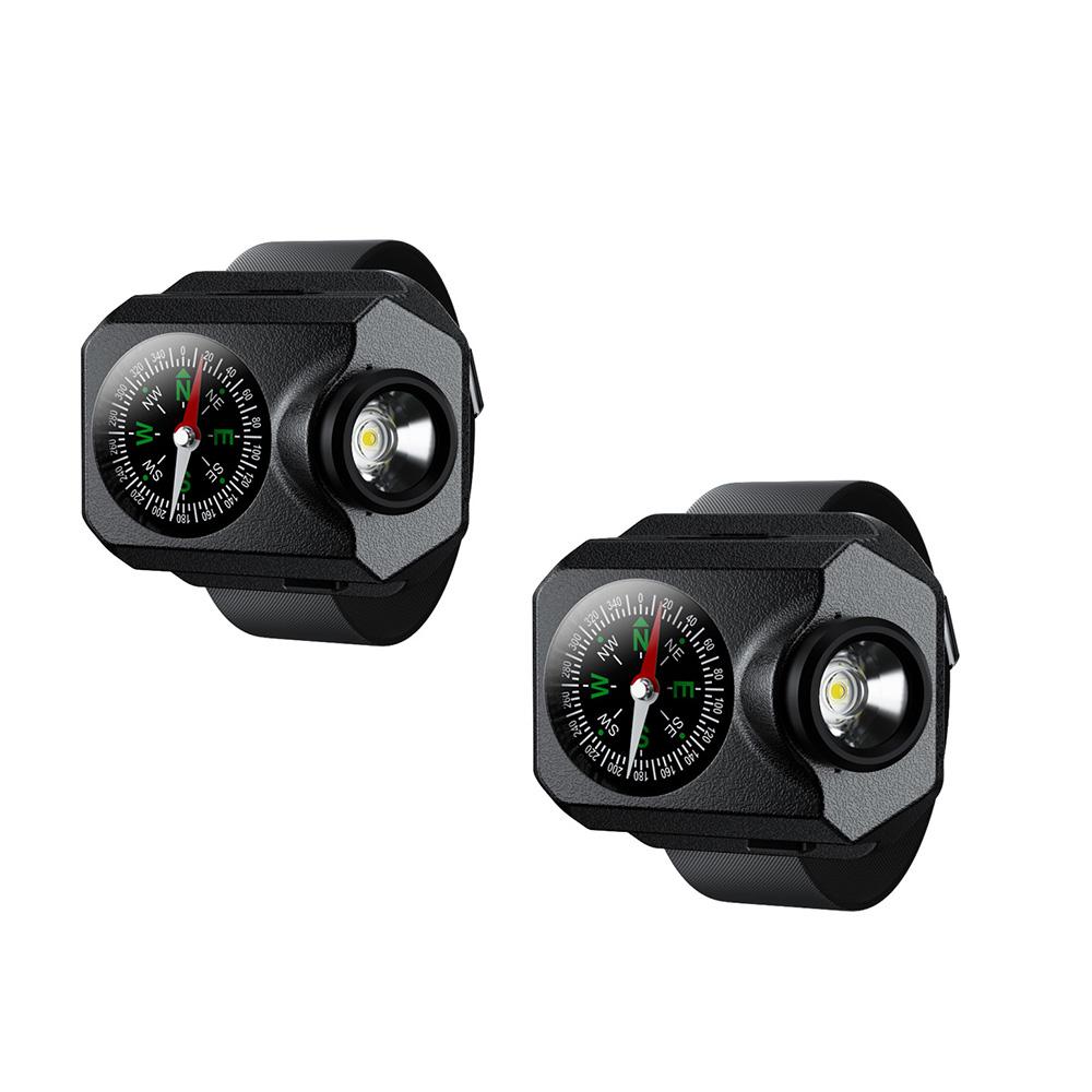 Wrist LED Light Wristwatch Flashlight with Compasses Rechargeable Outdoor Bracelet Flashlight Tactically Torch Camping Running