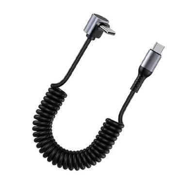 Coiled USB C To USB C Cable Flexible Length PD100W Fast Charging Data Transfer For Phone Tablets Power Cord Data Line