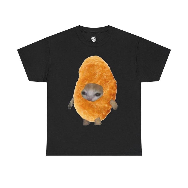 Meme Cat Chicken Nugget Graphic Boxy Unisex T-Shirt M