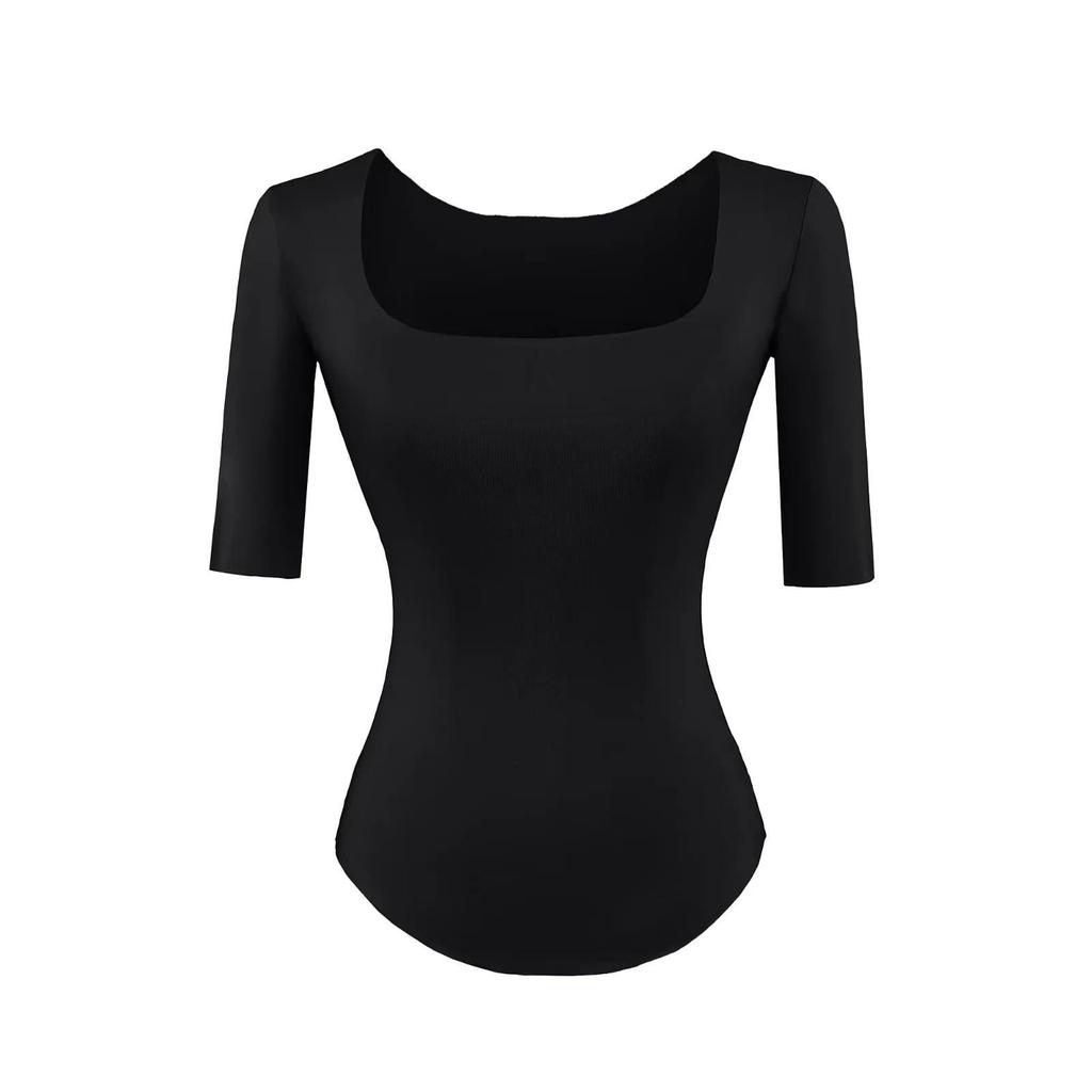 2026 Spring/Summer Women's Off-the-Shoulder Square Neck Mid-Sleeve Top