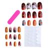 1 Set Women Press on Nails Almond French Tip Stick-on Long Fake Nails Full Cover Glue on False Nails DIY Manicure