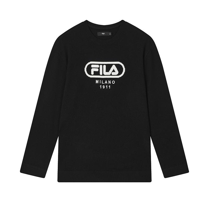 FILA Milano Italian Luxury Sports Collection 1911 Simple Comfortable Casual Knit Sweater Men sweater Black F11M515401F-BK
