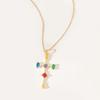 Color Zircon Cross Necklace Women'S High Sense Personality Versatile Inlaid Pendant Collarbone Chain