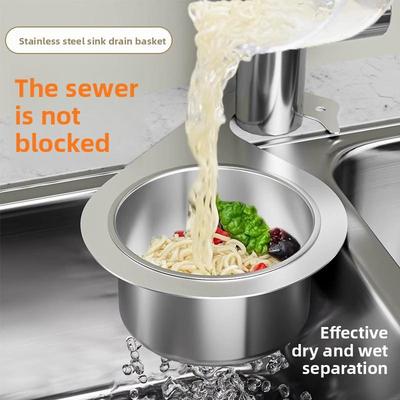Nerezový labuťový dřez Vyjímatelný sítkový koš Kuchyňský odtokový koš Filtr Domácí Zelenina Mokrý Suchý Závěsný odkapávač