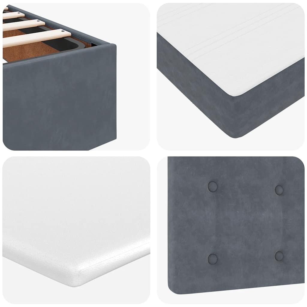Ottoman Bed with Mattress Dark Grey 120 x 190 cm Velvet