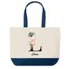 Tote Bag - PLANETEE - Léone - Blue - Flower Letter - Cotton 40x45 Cm