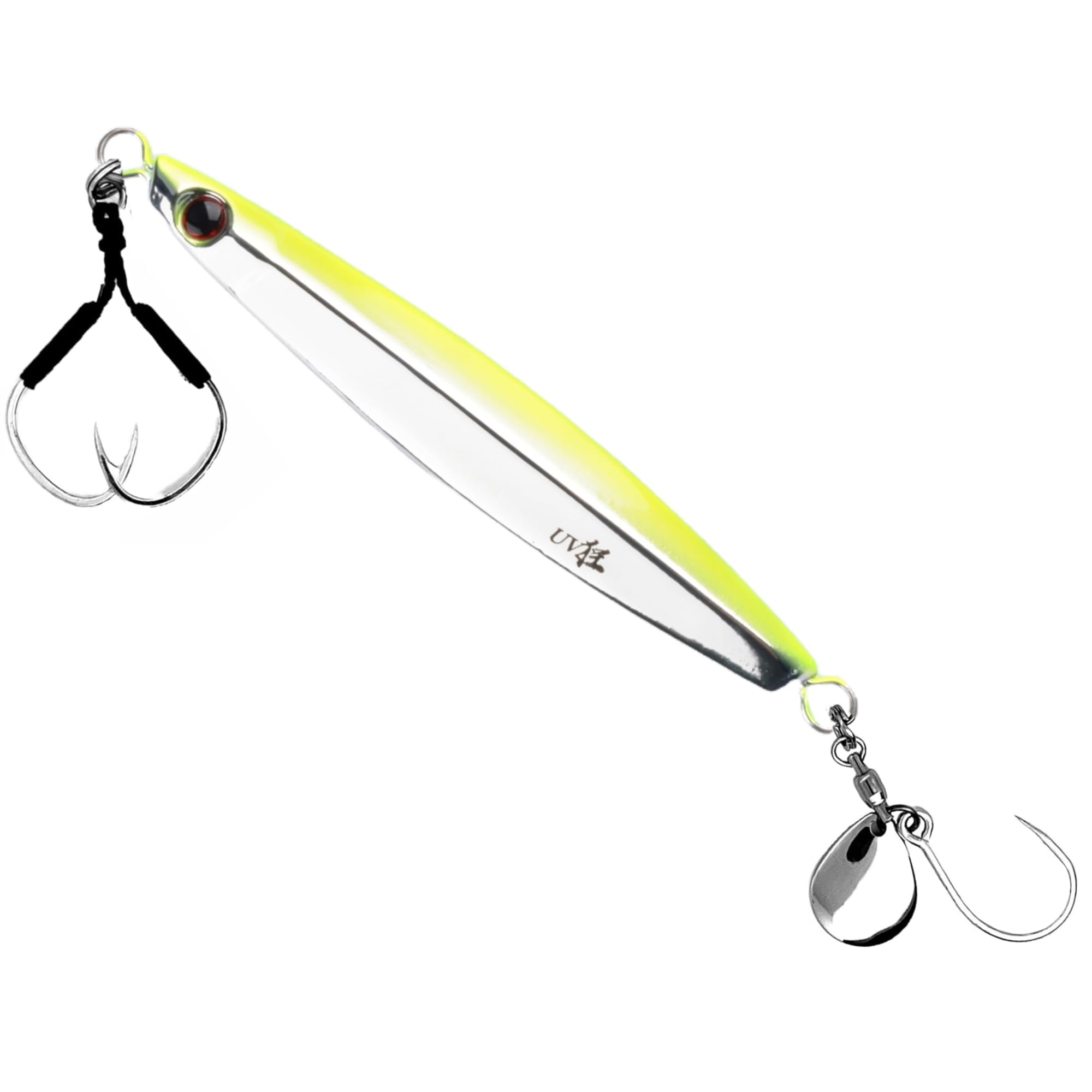 Allgu Металлический джиг №. 4 Yongou УФ-вентилятор 80г Желтый 80g [Front W assist/single hook with rear blade] жёлтый