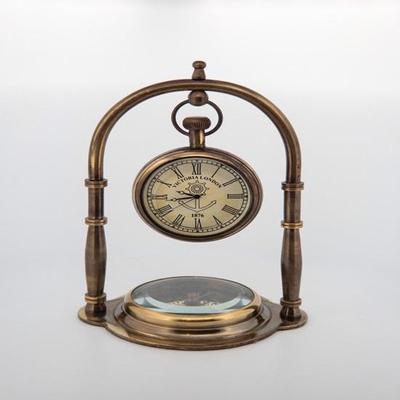 15.24 Cm Victorian Nautical Style Desk Clock and Compass Shelf Mantle Clock, Home Office Decor, Classical Fireplace Decoration