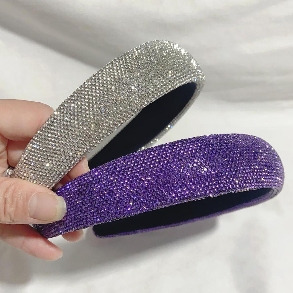French Luxury Full Diamond Rhinestone Women's Headband – Dazzling High Crown Essential Headwear