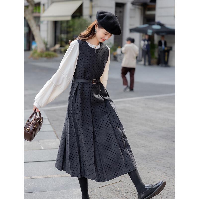 Mocana French Retro Polka Dot Vest Dress