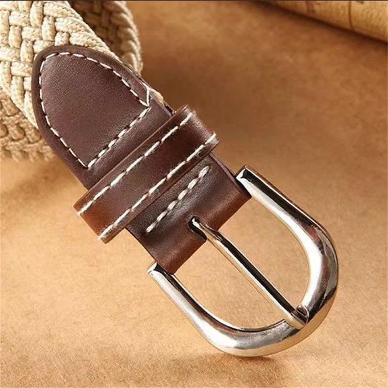 No Hole Punch Men's & Women's Braided Belt Elasticated Stretch Canvas Belt Korean Version Versatile Student Belt