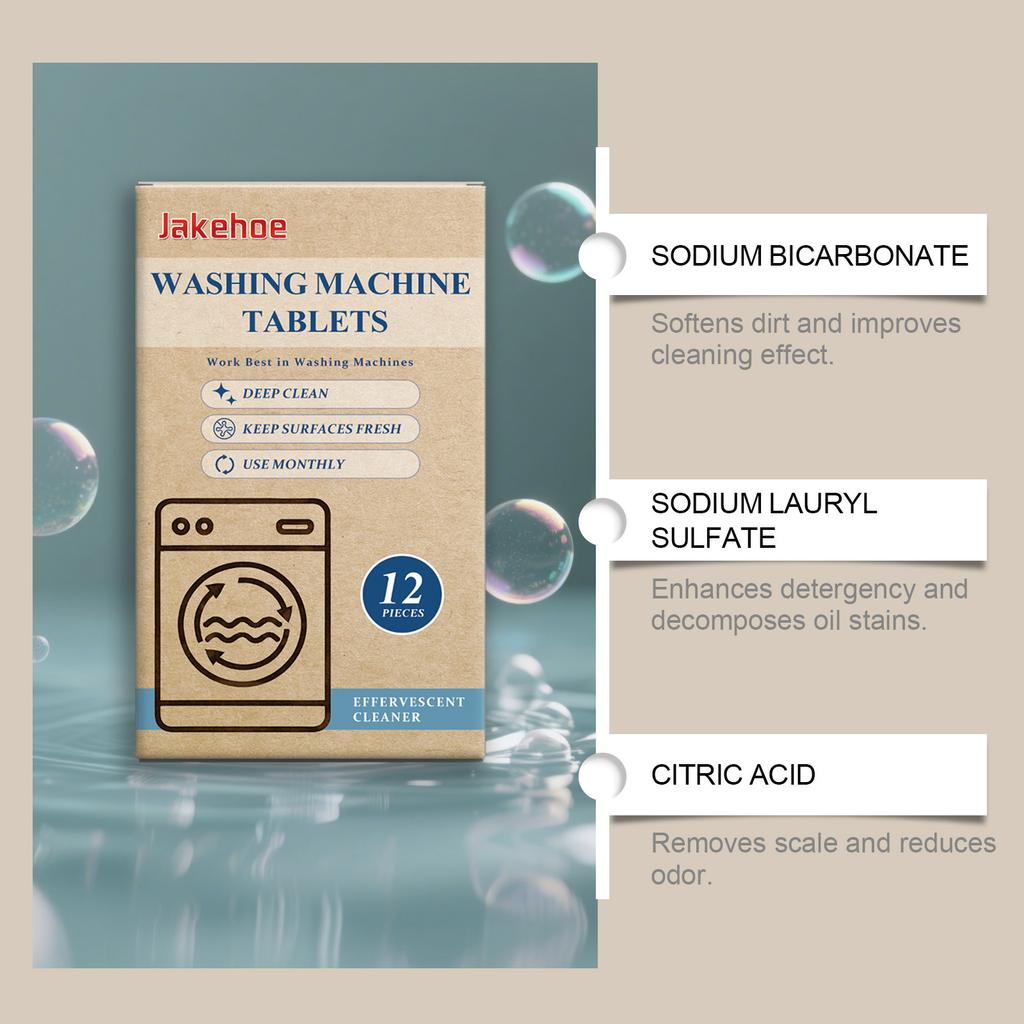 12 Pieces Daily Cleaning for Washing Machine Drum Debris Removal and Odor Elimination Tablets for Drum Cleaning Remove Odors